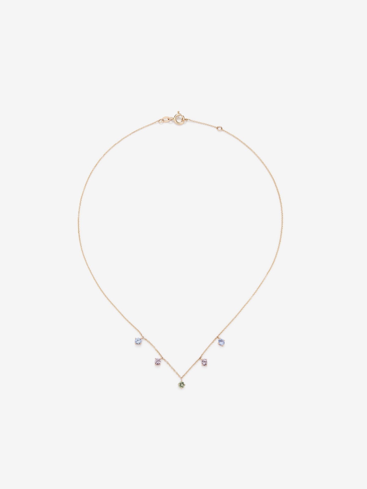 18K rose gold pendant chain with multicolor sapphire