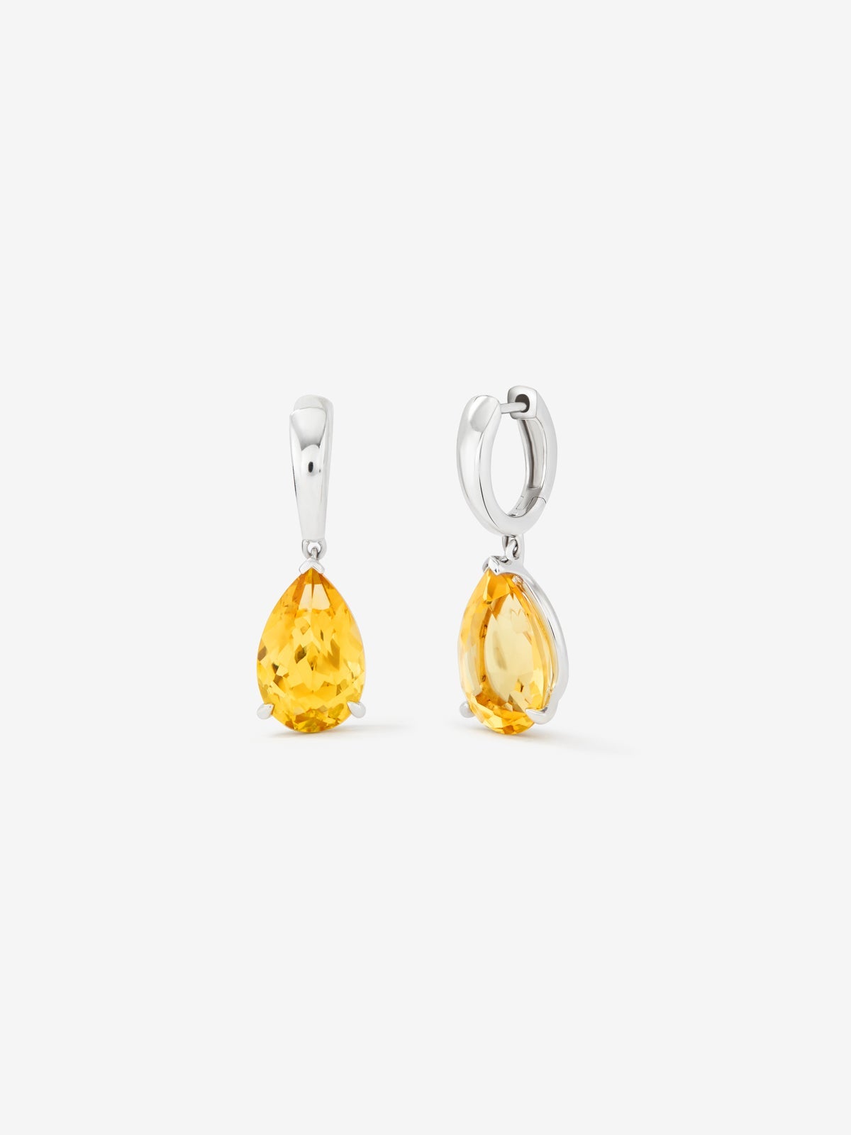 925 Silver hoop earrings with hanging citrine