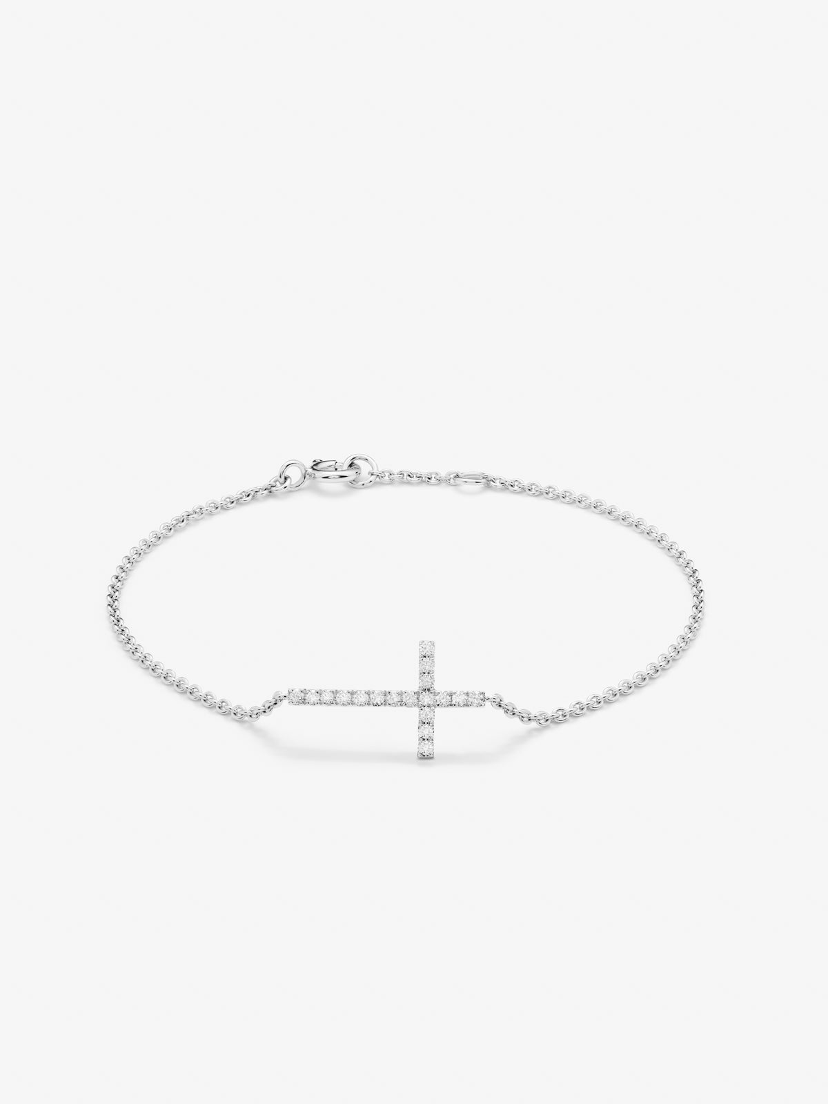 18K white gold bracelet with 0.17 ct brilliant-cut diamond cross