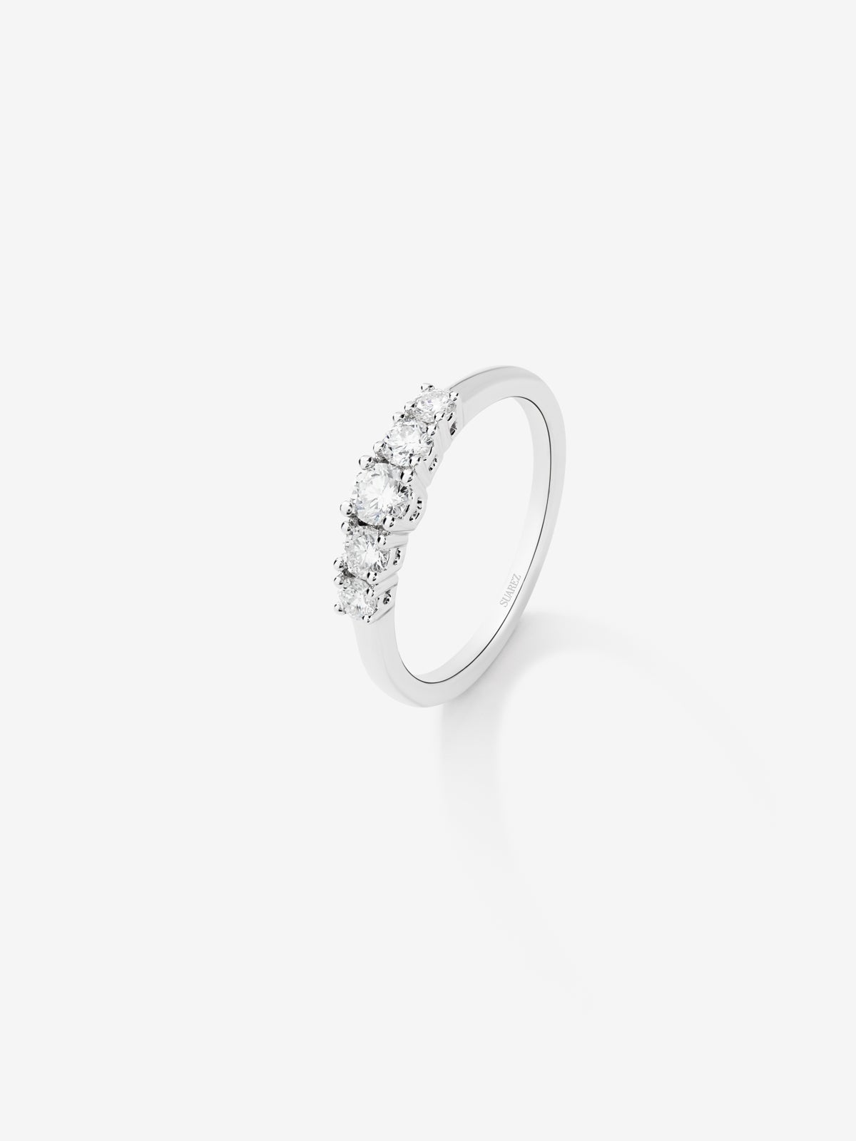 18K white gold cinquillo ring with 5 brilliant-cut diamonds with a total of 0.47 cts