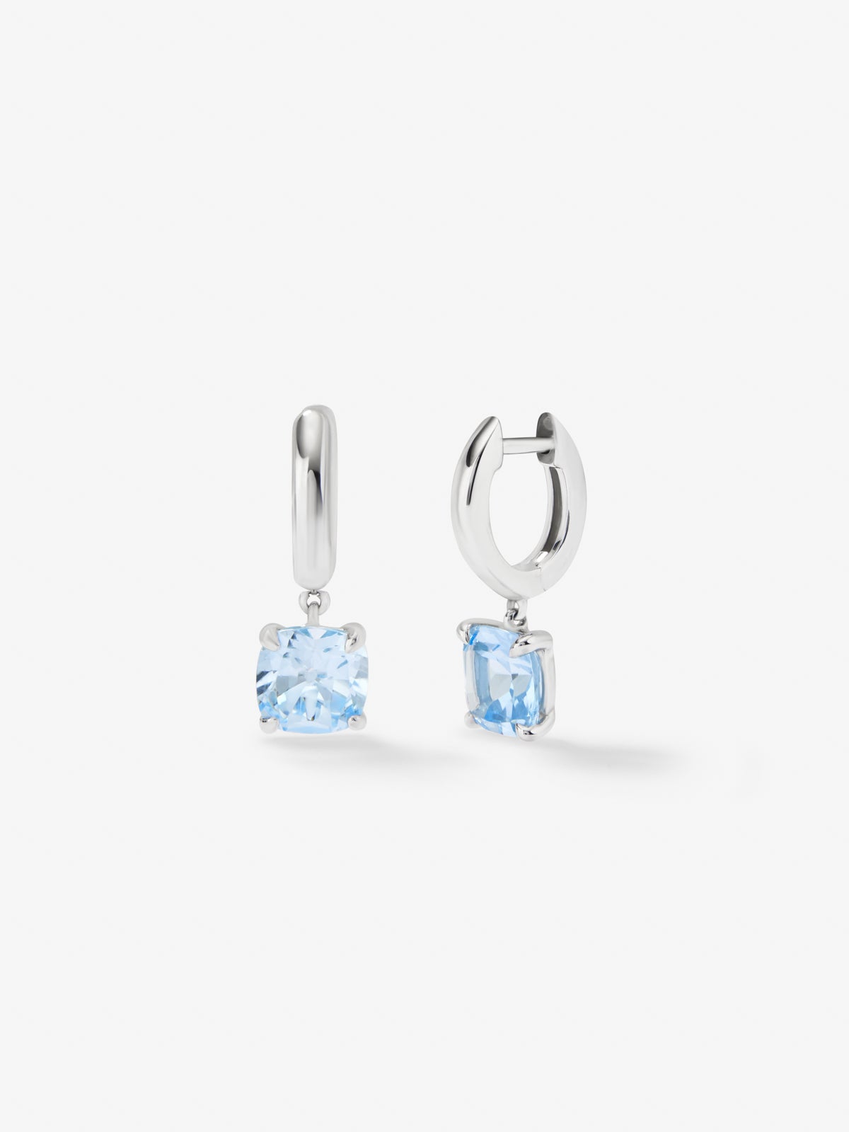 925 Silver Hoop Earrings with Hanging Topaz