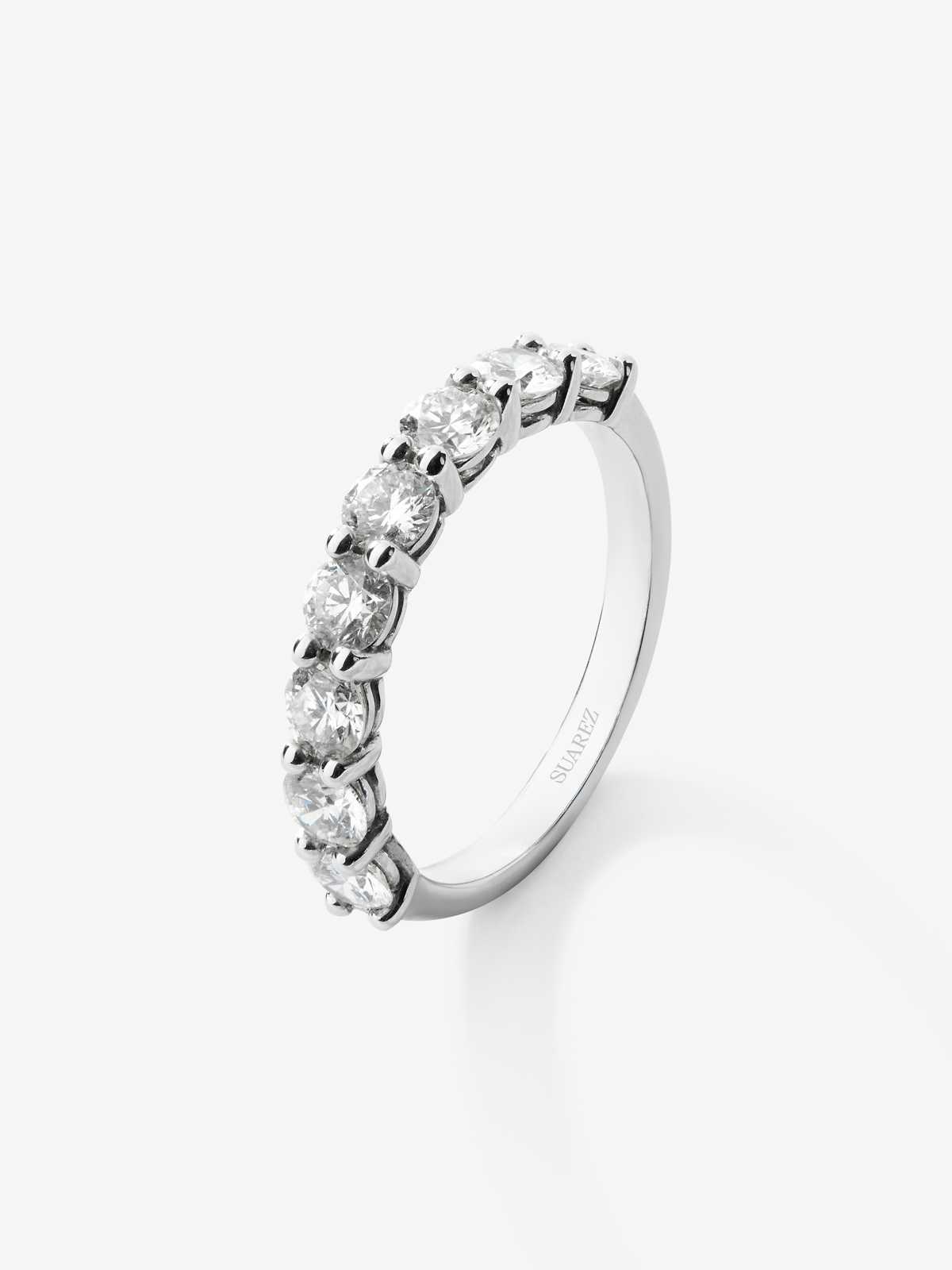 Half ring in 18K white gold with 8 brilliant-cut diamonds with a total of 1.16 cts