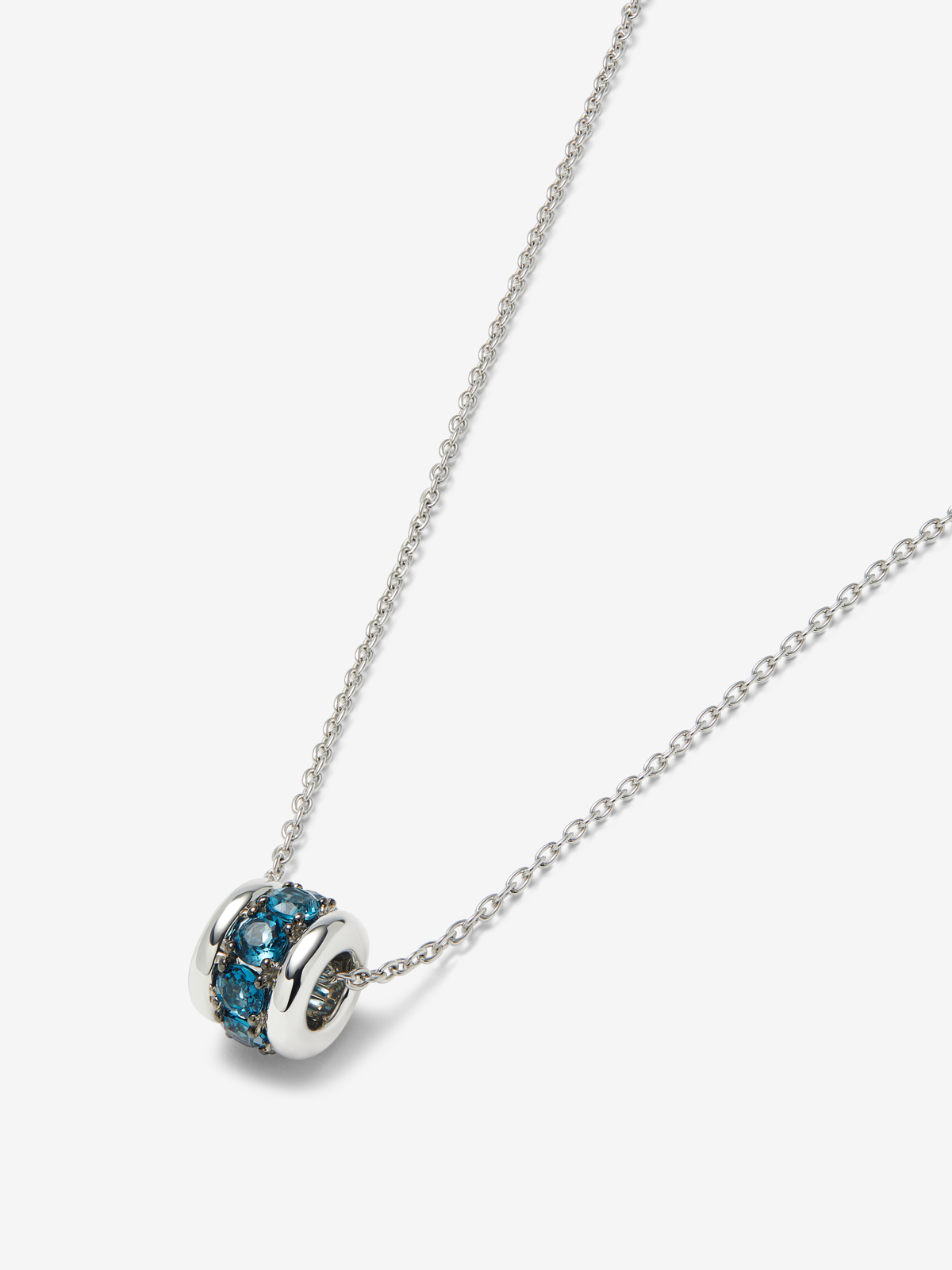 925 silver pendant with brilliant cut London blue topaz pave