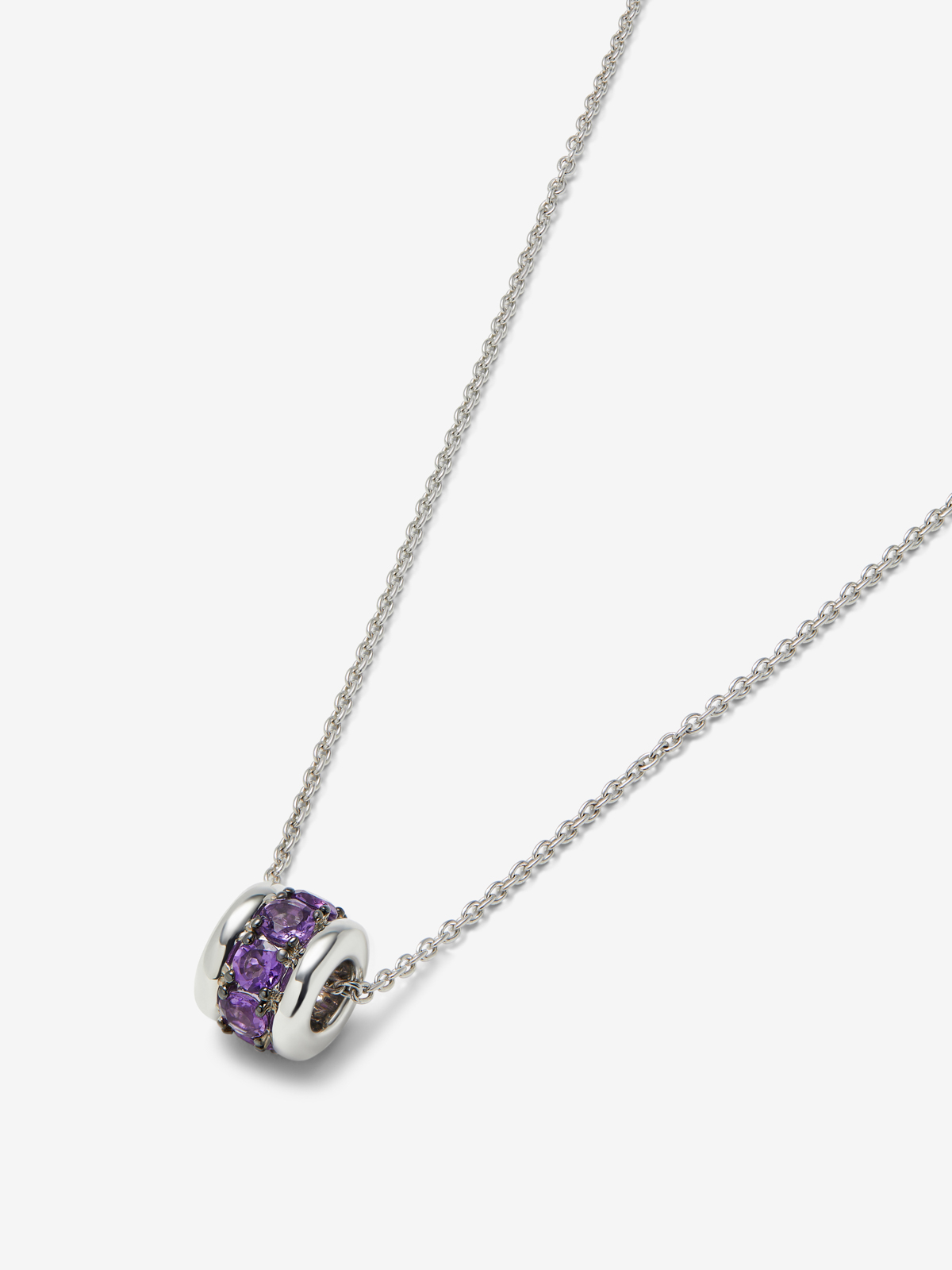 925 silver pendant with paved brilliant-cut pink amethysts