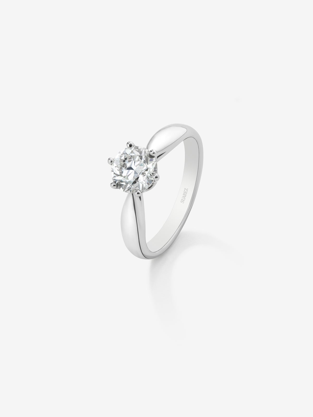 18K white gold solitaire ring with 2 ct brilliant cut diamond