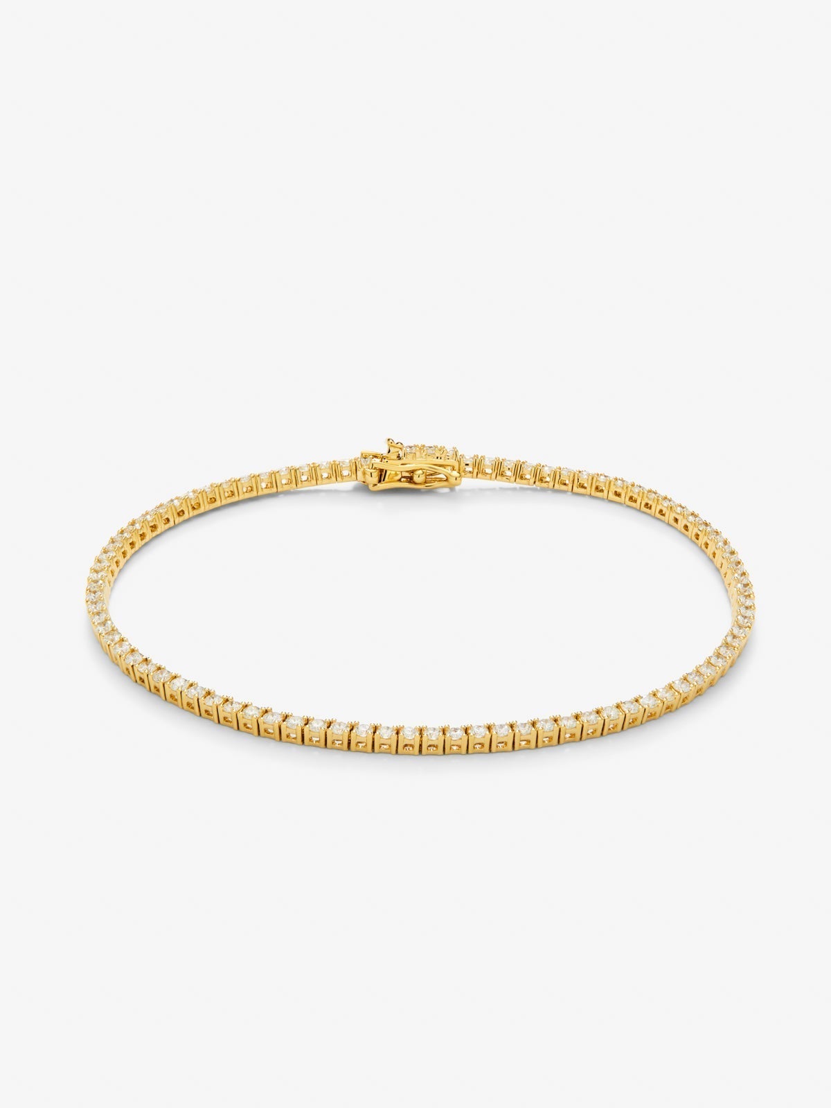 18K yellow gold rivière bracelet with white 1.65 cts bright diamonds