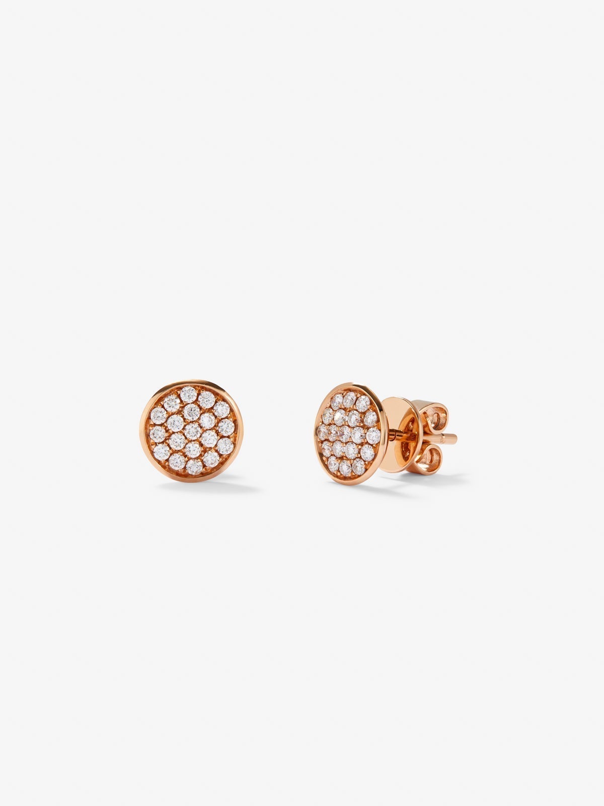 18K rose gold earrings with 2 10mm pearls and 38 brilliant-cut diamonds with a total of 0.33 cts