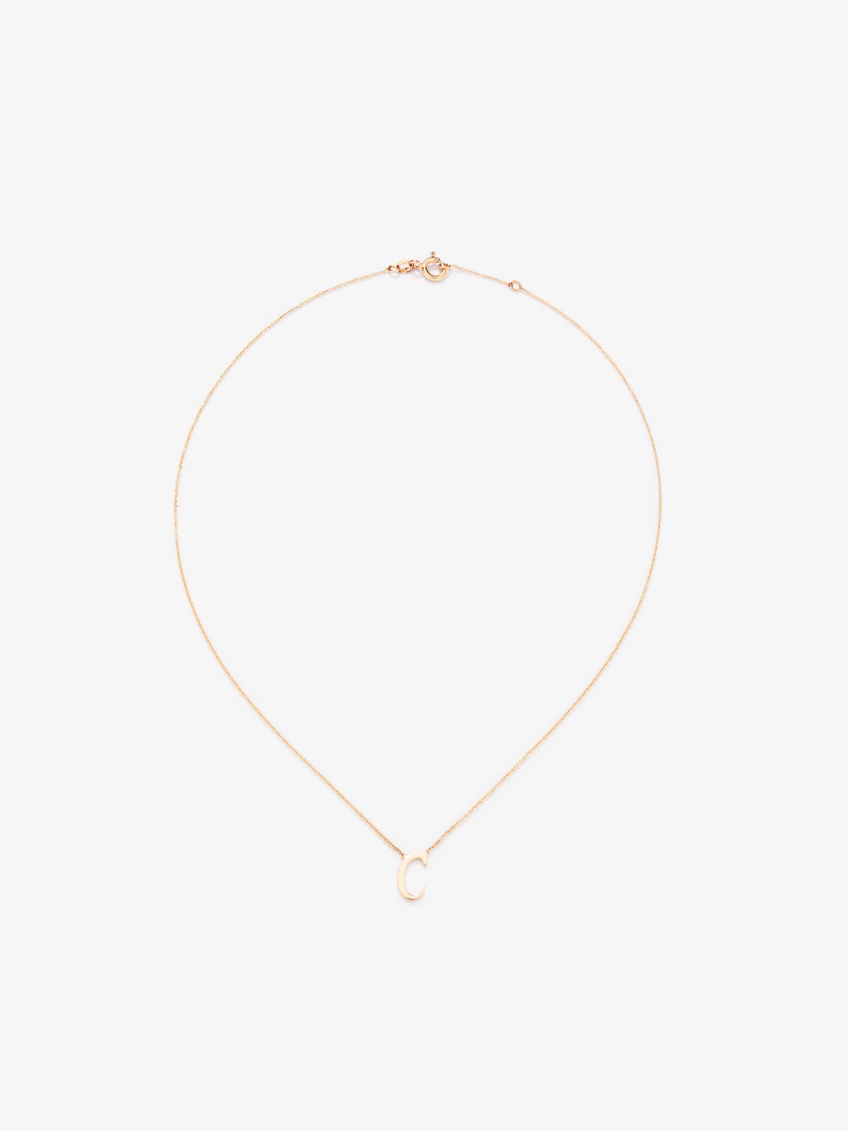 18K Rose Gold Pendant Chain with Initial C