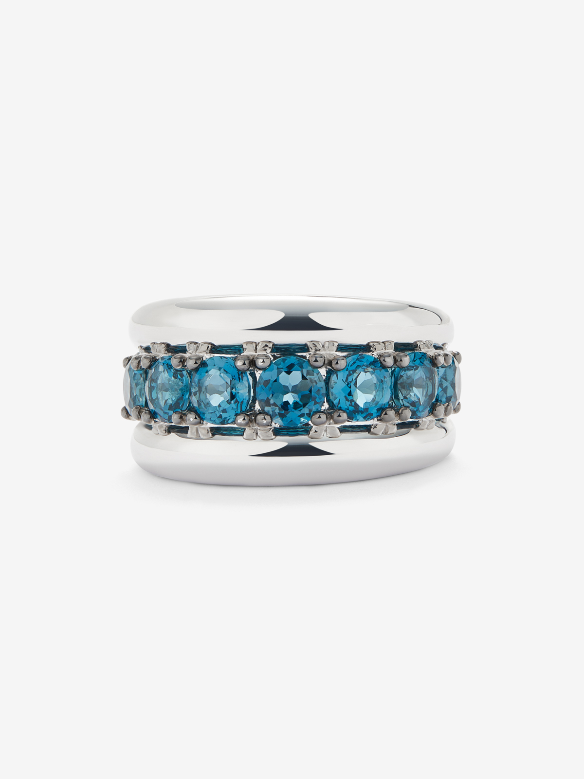 925 silver ring with brilliant cut London blue topaz pave