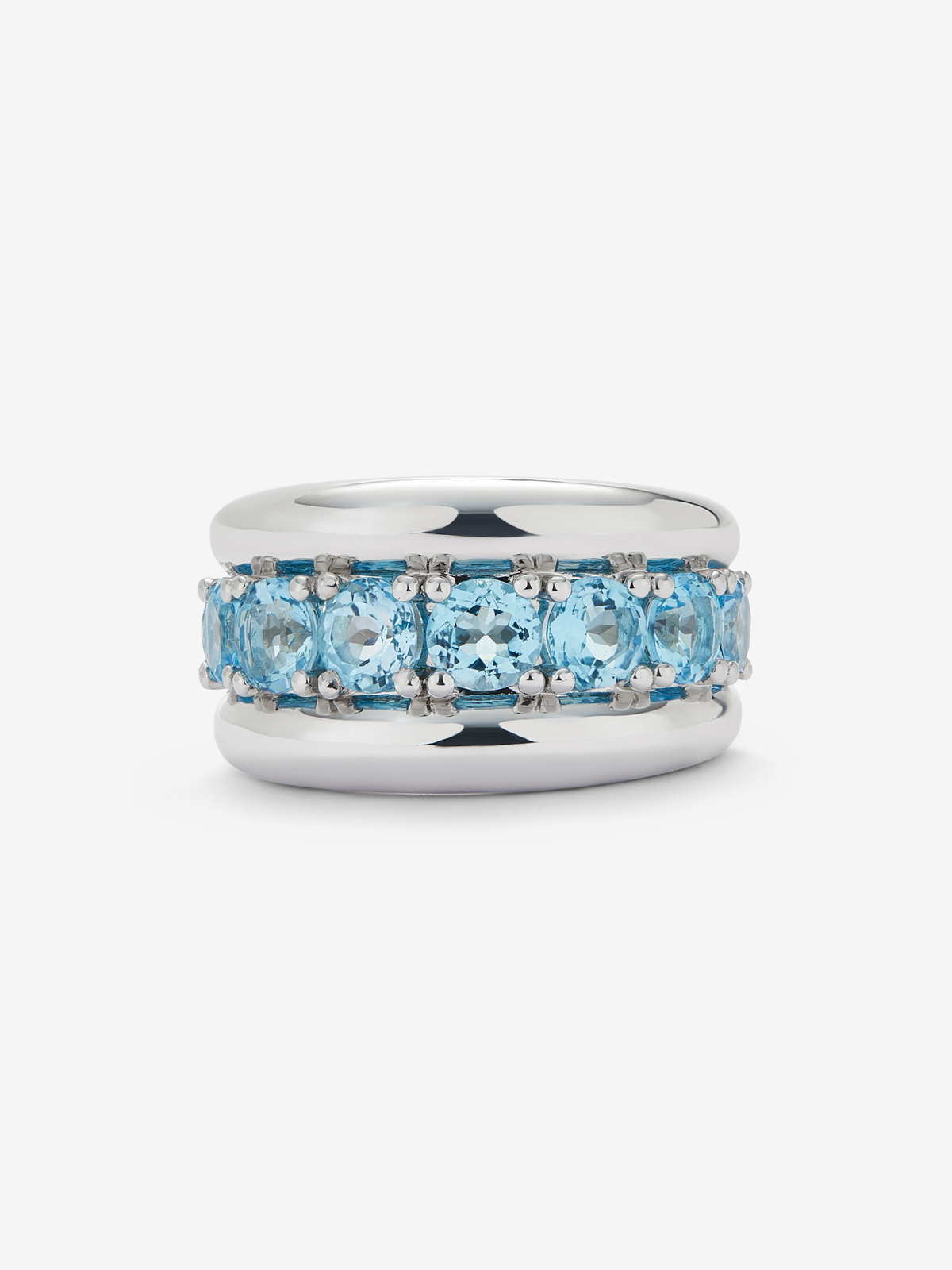 925 silver ring with brilliant-cut Swiss blue topaz pavé