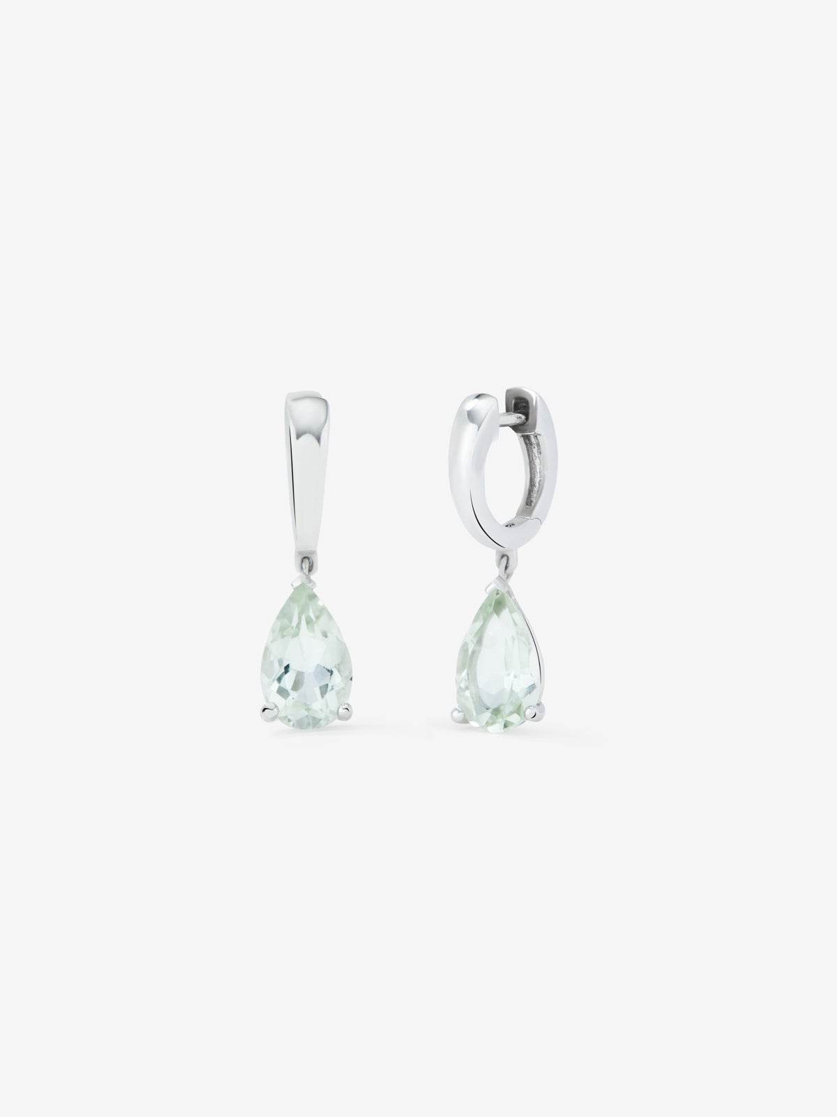 925 silver earrings with 3.2 ct pear-cut green amethyst