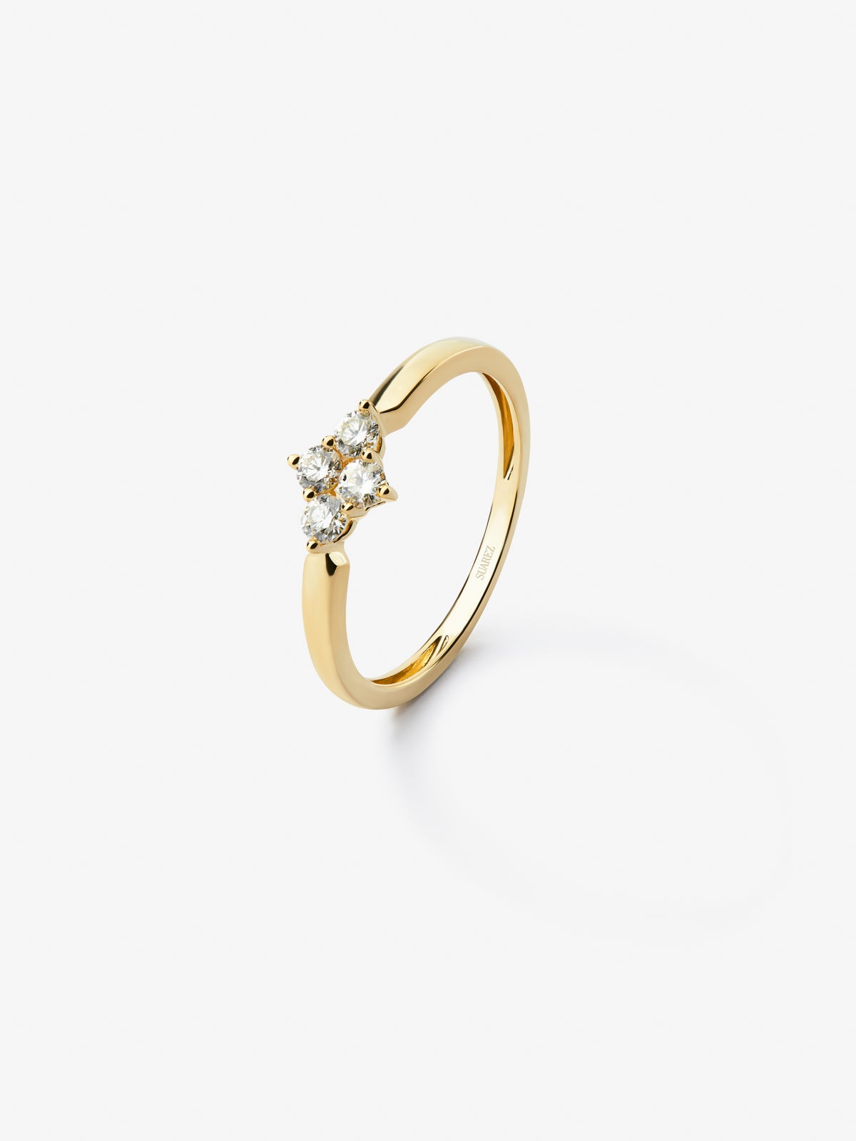 18K yellow gold ring with 4 brilliant-cut diamonds with a total of 0.25 cts