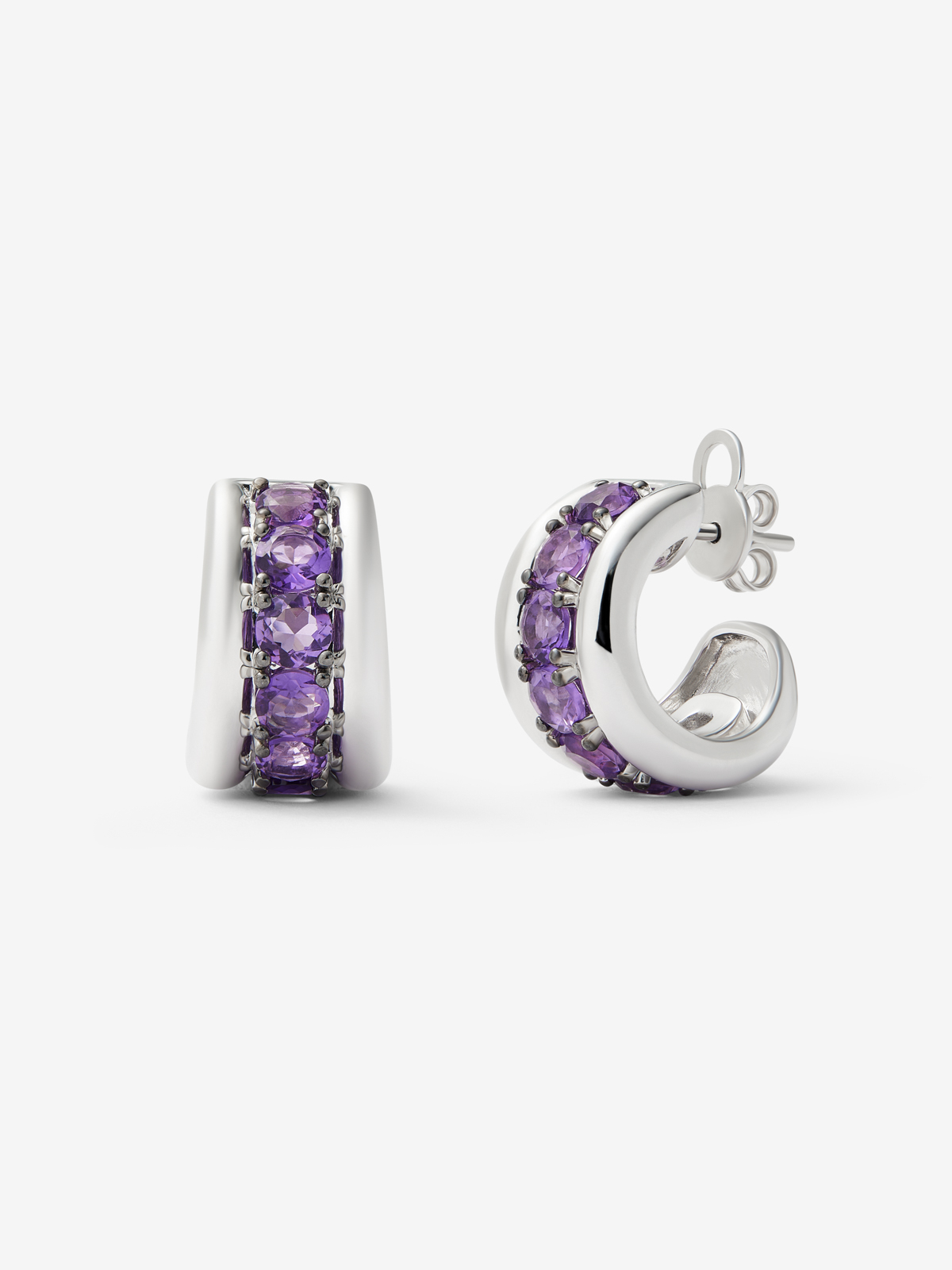 925 silver earrings with brilliant-cut amethyst pave