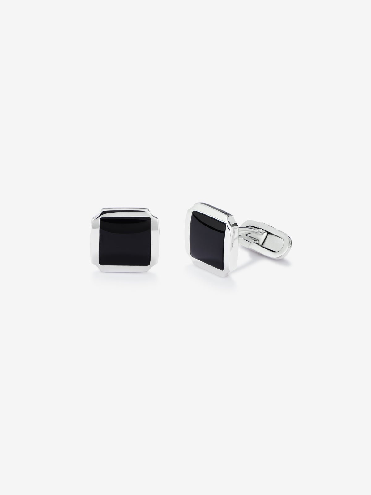 925 silver cufflinks with 2 black onyx with a total of 5.49 cts