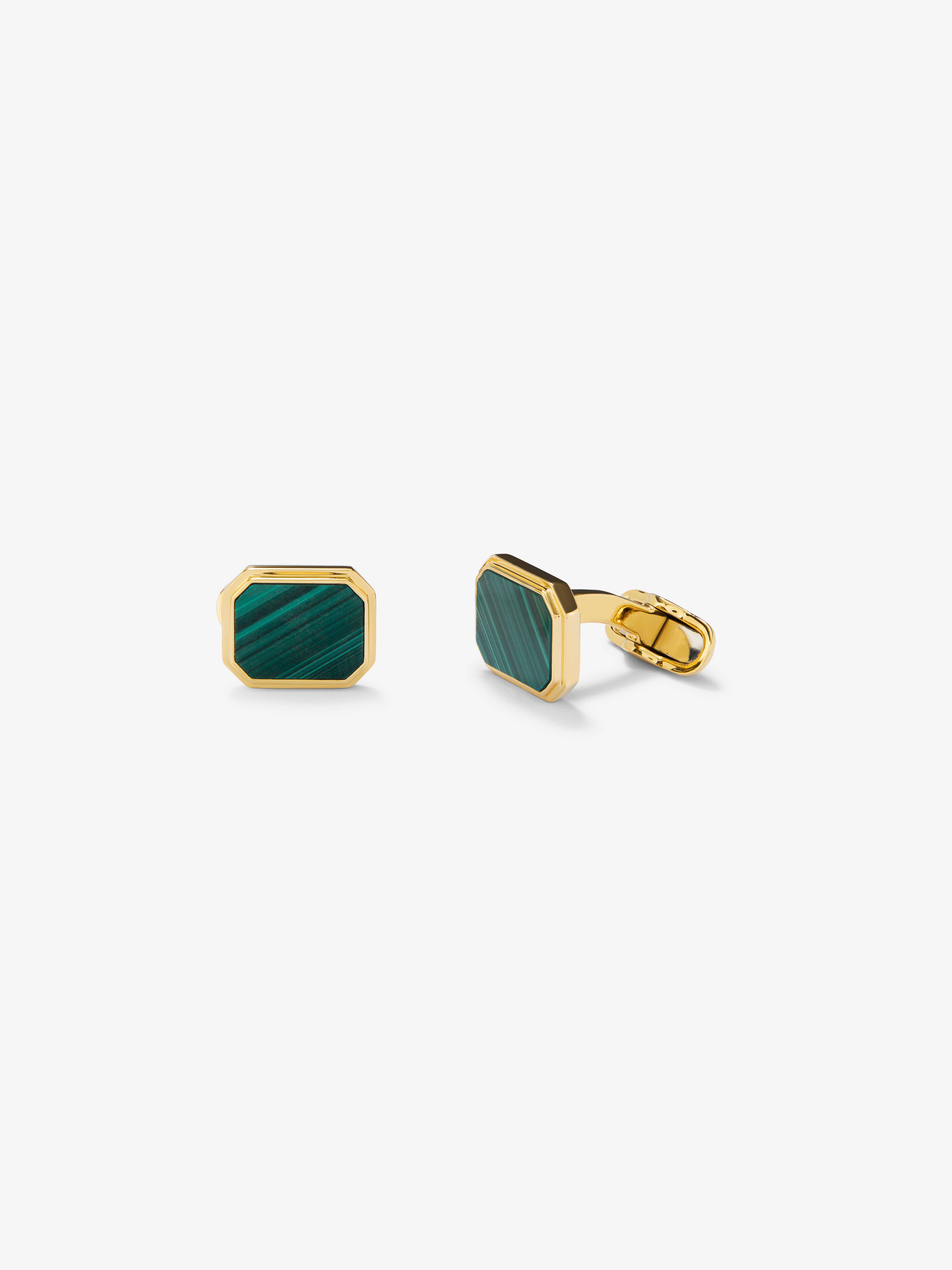 18K yellow gold cufflinks with 6.7 ct green malachite