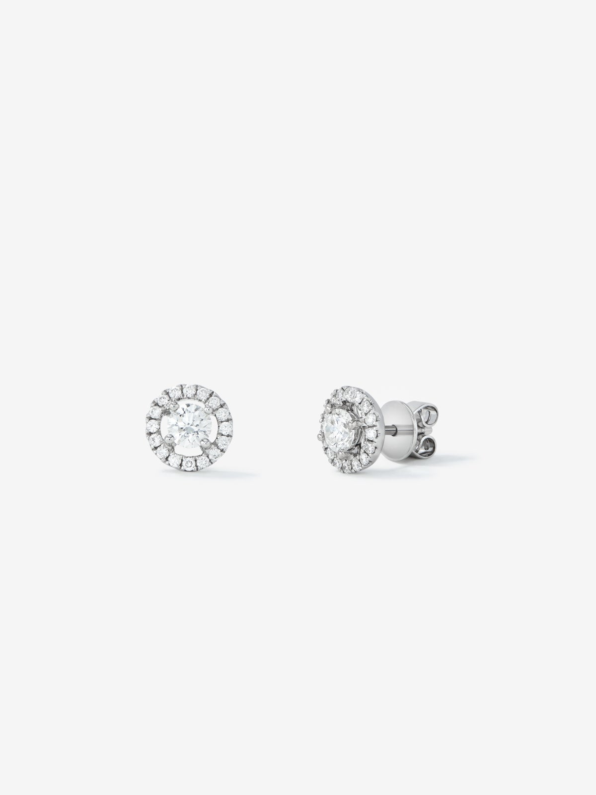 18K White Gold Earrings with solitary diamond and diamond urla