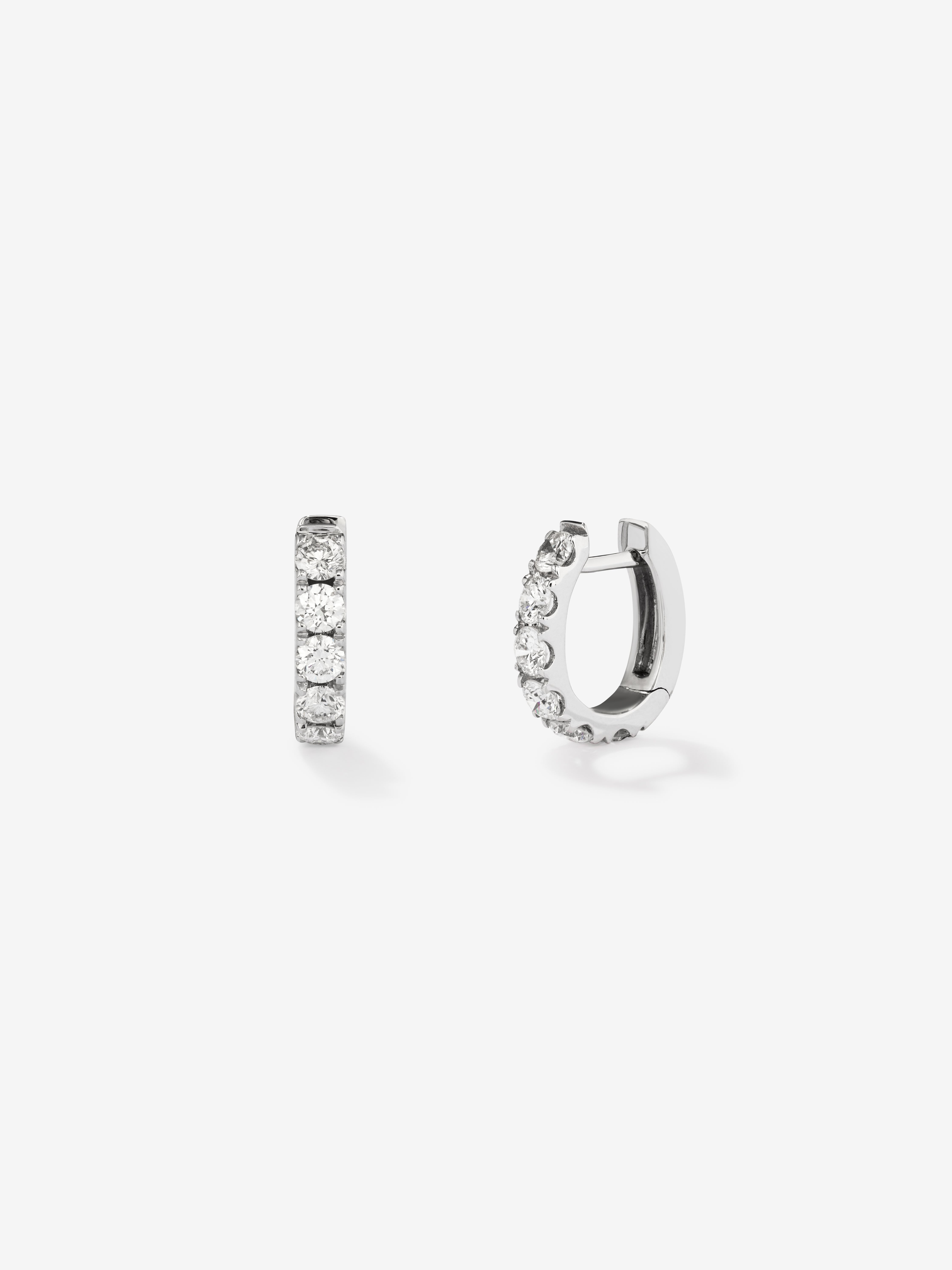 18K white gold hoop earrings with diamonds