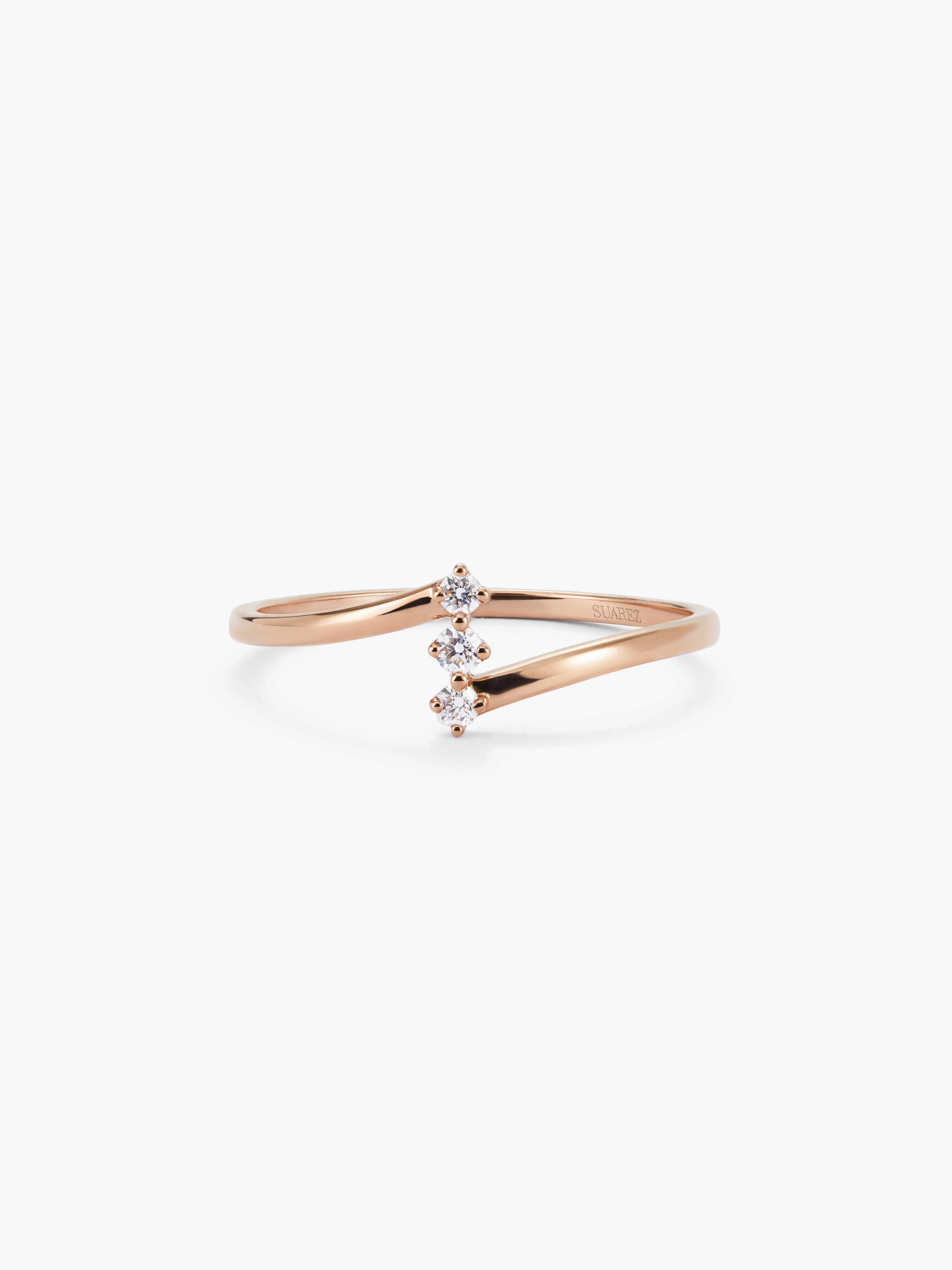 18K rose gold ring with 0.06 cts bright size diamonds