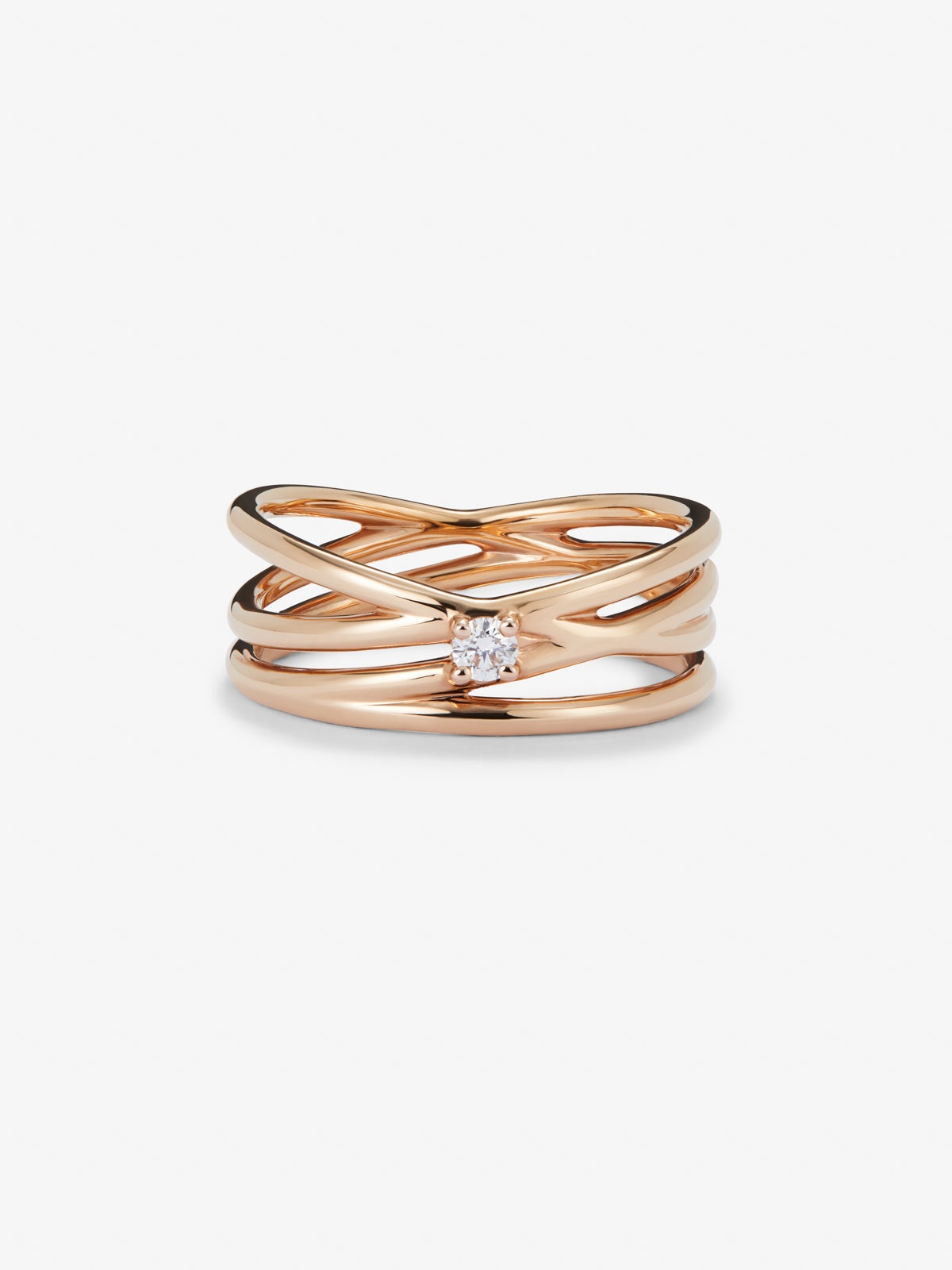 18K rose gold multibrazo ring with white diamond in bright size