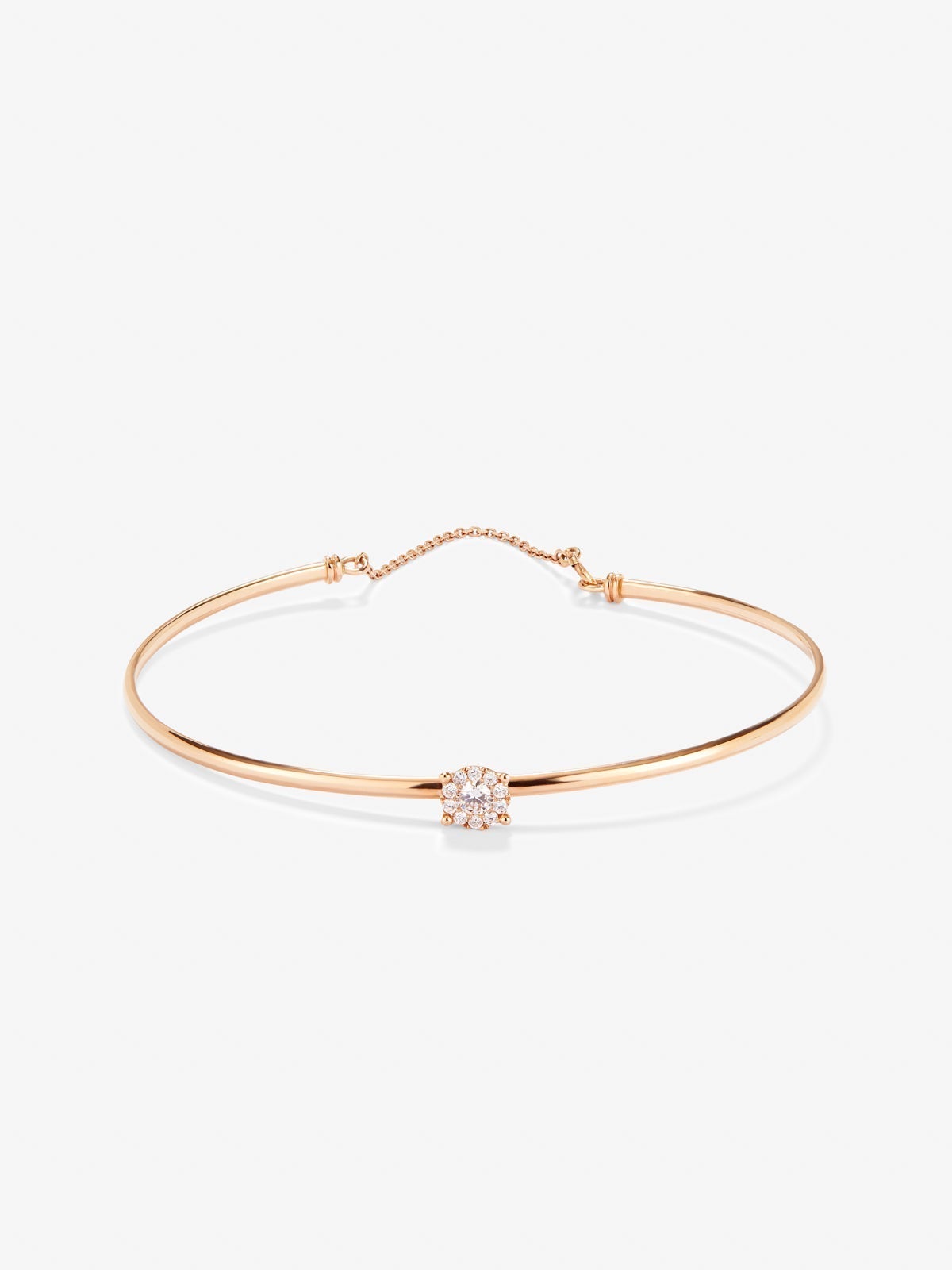 Rigid 18K rose gold bracelet with 11 brilliant-cut diamonds with a total of 0.21 cts