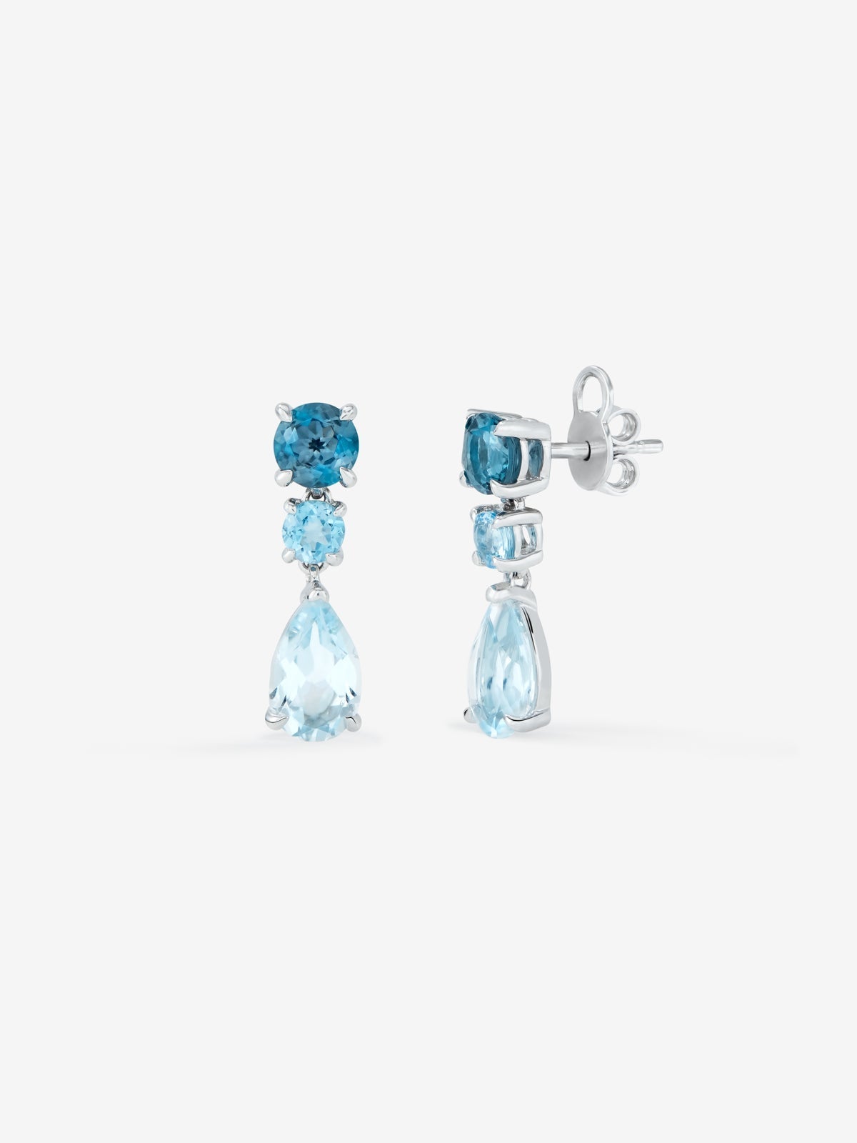 Long 925 silver earrings with topaz.